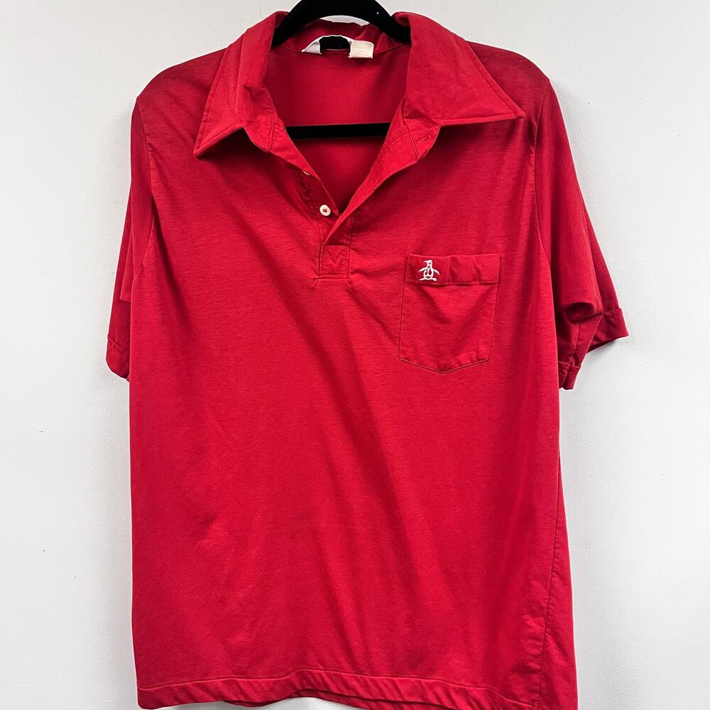 Vintage Men's 1980's Munsingwear Penguin Grand Slam Polo bright red XL
